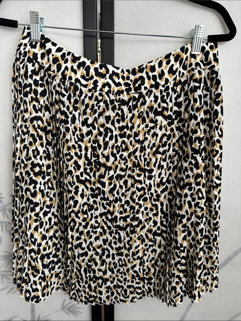 J. Crew Leopard Print Pleated Skirt - Black & Tan